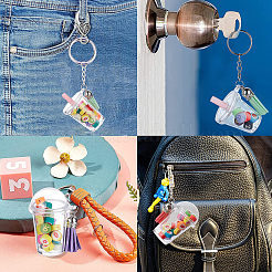 カップ型ビッグペンダントキーホルダーDIY製作キット  カップ透明プラスチックビッグペンダントを含む  スエード調タッセルパーツ  アクリルパールビーズ  鉄分割キーリング＆丸カン  ミックスカラー  カップ: 16 個/セット&nbsp;DIY-SC0017-44
