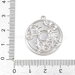 304ステンレススチールペンダントカボションセッティング  フラットラウンドのチャーム  ステンレス鋼色  27.5x25x2mm  穴：1.8mm  トレイのサイズ：6mm&nbsp;STAS-L313-08P