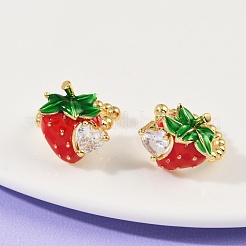 Strawberry Brass Micro Pave Clear Cubic Zirconia Cuff Earrings&nbsp;EJEW-F895-20G