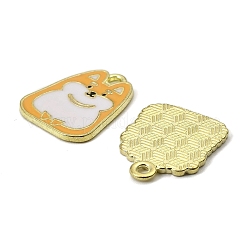 合金エナメルチャーム  犬  ゴールドカラー  ミックスカラー  20x15.5~18x1.5mm  穴：1.8mm&nbsp;X-FIND-I064-04G-02