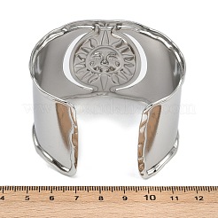 女性用304ステンレススチールカフバングル  太陽  ステンレス鋼色  内径：2-1/4x1-7/8インチ（5.8x4.7cm）&nbsp;BJEW-L709-04P