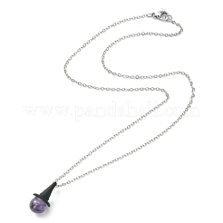 Natural & Synthetic Mixed Gemstone Witch Hat Pendant Necklace&nbsp;NJEW-JN04386