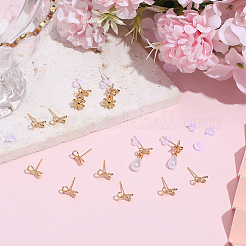 20Pcs Bowknot Brass Stud Earring Findings&nbsp;KK-SC0007-81