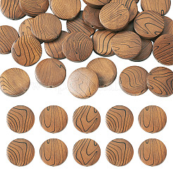 天然シマウッドビーズ30個  染め  フラットラウンド  サドルブラウン  25x5.5mm  穴：2mm&nbsp;WOOD-TA0003-07