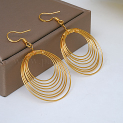 Multi-Layer Circle Wire Oval Brass Dangle Earrings&nbsp;WGA7B49-01