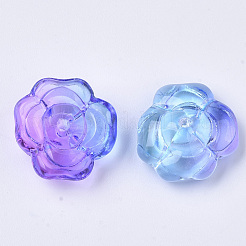 ツートン透明スプレー塗装ガラスビーズ  花  ミディアム蘭  13.5x12.5x5.5mm  穴：1.2mm&nbsp;GLAA-T013-01-C02