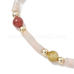 女性用天然ピンクアベンチュリンビーズブレスレット  フラットラウンド/ディスク  7-3/4インチ（19.8cm）&nbsp;BJEW-JB12036-01