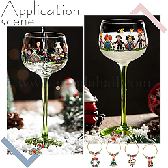 24Pcs 12 Styles Christmas Tree & Snowflake & Sock & Santa Claus Alloy Enamel Dangle Wine Glass Charms with Glass Pearl&nbsp;AJEW-BC0003-12