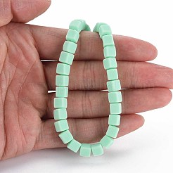 手作り樹脂粘土ビーズ連売り  キューブ  アクアマリン  6x6x6mm  穴：1.2mm  約62個/連  14.84インチ〜15.75インチ（37.7cm〜40cm）&nbsp;CLAY-T020-09B
