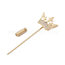 Brass Micro Pave Clear Cubic Zirconia Long Brooch Needle&nbsp;CU-CBAF606-01G