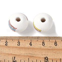 母の日をテーマにしたプリント木製ヨーロピアンビーズ  大穴ビーズ  ラウンド  ママ  言葉  16.5x14.5mm  穴：4mm&nbsp;WOOD-F016-07