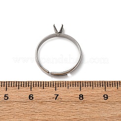 304ステンレススチールカフリング部品  4つの爪のプロングリングのセッティング  ステンレス鋼色  トレイ：3x3mm  3mm  内径：17mm&nbsp;STAS-D372-01P-03