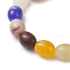 女性用アクリルビーズストレッチブレスレット  ナゲット＆バレル  キャメル  内径：2-3/8インチ（6.1cm）&nbsp;BJEW-JB12166-03