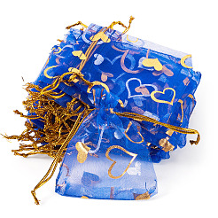 50Pcs Heart Printed Organza Bags&nbsp;OP-TADJ0001-01J