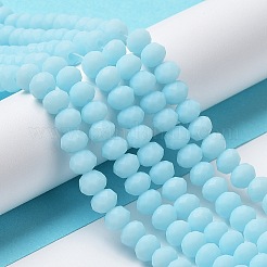 ガラスビーズ連売り  多面カット  艶消し  ロンデル  淡いターコイズ  3.5~3.8mm  穴：0.8~1mm  約105~110個/連  29~31cm&nbsp;EGLA-A034-P3mm-MD06