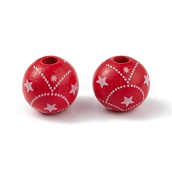Printed Natural Wood European Beads&nbsp;WOOD-C015-07A