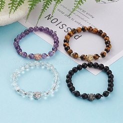 Round Natural & Synthetic Gemstone Stretch Beaded Bracelets&nbsp;BJEW-JB05826