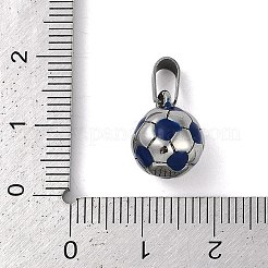 トレンディなネックレスの留め具 304 ステンレススチール フットボール/サッカーボールペンダント  ステンレス鋼色  ブルー  15x11mm  穴：3x6mm&nbsp;STAS-L012-B01P-03