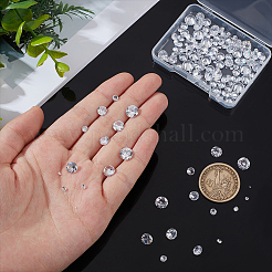 160個 8スタイル キュービックジルコニアカボション  グレードA  多面カット  ダイヤモンド  透明  1~8x1~4.6mm  20個/スタイル&nbsp;ZIRC-PH0001-52