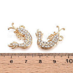 合金ラインストーンペンダント  ロブスター  鉛フリー＆カドミウムフリー  ライトゴールド  20.5x21.5x3mm  穴：1.6~1.8mm&nbsp;FIND-N008-03KCG