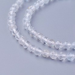 ナチュラルホワイトトパーズビーズ連売り  多面カット  ラウンド  4~4.5mm  穴：0.6mm  約90~100個/連  14.5~16.1インチ（37~41cm）&nbsp;G-F619-28-4mm
