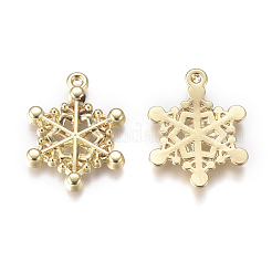 合金ペンダント  スノーフレーク  クリスマスのために  ゴールドカラー  20x15.5x2mm  穴：1.2mm&nbsp;PALLOY-L228-009G