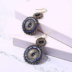 Glass Seed Braided Dangle Earrings for Women&nbsp;FIND-PW0024-17A