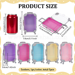 5Pcs 5 Colors Mini Plastic Suitcase Packaging Storage Boxes for Candy Small Items&nbsp;CON-FG0001-21