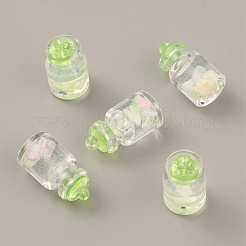 蓄光プラスチックペンダント  内部にポリマークレイ  ボトルチャーム  薄緑  28.5x14.5mm  穴：1.8mm&nbsp;KY-WH0048-14D