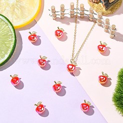 アロイ樹脂チャーム  りんご  ABカラー  レッド  14~15x13x11~12mm  穴：1mm&nbsp;RESI-CJC0027-09