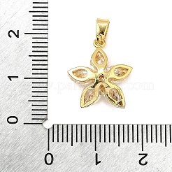 真鍮製マイクロパヴェキュービックジルコニアペンダント  花  18KGP本金メッキ  透明  16x14x4.5mm  穴：4x2.5mm&nbsp;KK-R227-01G
