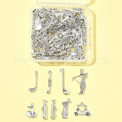 合金のチベット風チャーム  ゴルフサプリメント  アンティークシルバー  7~32x4~23.5x1.5~4.5mm  穴：0.8~4mm  80個/セット&nbsp;TIBEP-FS0001-34