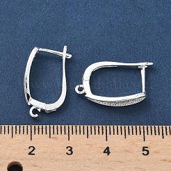 真鍮製マイクロペーブクリアキュービックジルコニアフープピアスのパーツ  長持ちメッキ  鉛フリー＆カドミウムフリー  ラックめっき  カン付き  925銀メッキ  22x12x5mm  穴：1.1mm  ピン：1mm&nbsp;KK-H532-16S