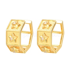 Brass Micro Pave Clear Cubic Zirconia Hoop Earrings for Women&nbsp;EJEW-T058-01C-G