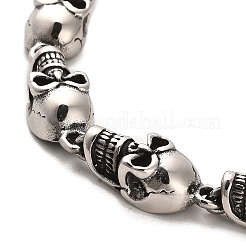 304 Stainless Steel Skull Link Chain Bracelets&nbsp;BJEW-E094-01AS
