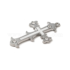 ラインストーンペンダント付き合金エナメル  クロスチャーム  プラチナ  49x29x3mm  穴：2mm&nbsp;FIND-G067-13P