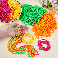 4個 4色 7mm プラスチックボールチェーンネックレス  ミックスカラー  31.50インチ（80cm）  1pc /カラー&nbsp;NJEW-WH0020-76