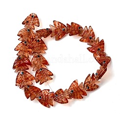 手作りランプワークビーズ  魚  暗赤色  22.5~23x20~21.5x7.5~8.5mm  穴：1.6mm&nbsp;LAMP-H073-01C