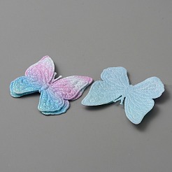 蝶の形の布にパッチを縫い付けますアップリケ  服のジーンズのための DIY 縫製クラフト装飾  ディープスカイブルー  52x48x2mm&nbsp;DIY-WH0032-89D