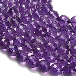 天然石アメジストビーズ連売り  ラウンド  多面カット  グレードAAA+  7.5~8.5mm  穴：0.8mm  約47~50個/連  14.88''~15.35''（37.8~39センチメートル）&nbsp;G-H329-D01-8mm-B