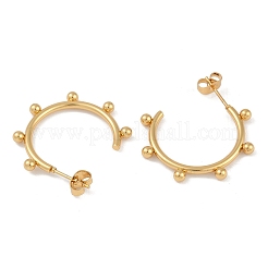 PVD Vacuum Plating 201 Stainless Steel C-Shaped Stud Earrings&nbsp;EJEW-I309-54G