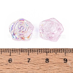 電気メッキ透明ガラスビーズ連売り  カメリア  ABカラーメッキ  半分メッキ  パールピンク  13x14x8~9mm  穴：1~1.2mm  約60個/連  20.47インチ（52cm）&nbsp;EGLA-N056-02A-02
