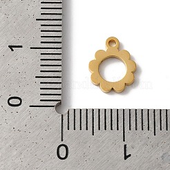 PVD真空メッキ304ステンレススチールチャーム  長持ちメッキ  レーザー切断  花のチャーム  ゴールドカラー  9.5x8x1mm  穴：1.2mm&nbsp;STAS-L081-031G
