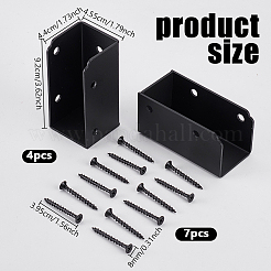 スチールデッキ手すりブラケットコネクター  フェンスの手すりブラケット  ネジ付き  ブラック  92x44x45.5mm&nbsp;FIND-WH0521-79-1