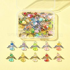 透明アクリルチャーム40種類10個  チベットのスタイル合金ビーズで  天使  ミックスカラー  22.5x20x6mm  穴：2.5mm  4個/スタイル&nbsp;PALLOY-FS00017
