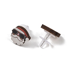 Christmas Wood Stud Steel Needle Earrings&nbsp;EJEW-U016-03P-03