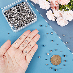 304ステンレススチールスペーサービーズ  ラウンド  ステンレス鋼色  3~6x2~5mm  穴：1~2.5mm  400個/箱&nbsp;STAS-UN0004-96P