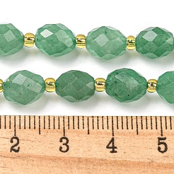 天然石グリーンアベンチュリンビーズ連売り  多面カット  オーバル  シードビーズで  8~9x6~8mm  穴：1~1.2mm  約36~38個/連  14.96~15.35インチ（38~39cm）&nbsp;G-N342-42