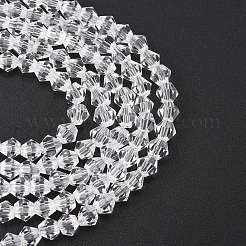 透明ガラスビーズ連売り  多面カット  双円錐形  透明  3.5~3.8x3mm  穴：0.8mm  約107~110個/連  32.5~34cm&nbsp;EGLA-A039-T3mm-D13