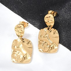 Ion Plating(IP) 304 Stainless Steel Twist Rectangle Dangle Stud Earrings for Women&nbsp;EJEW-E199-16G